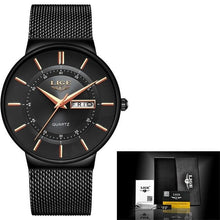 Load image into Gallery viewer, Stainless Steel Mesh Slim Mens Watch Black Gold