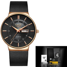 Load image into Gallery viewer, Stainless Steel Mesh Slim Mens Watch Black Rose Gold