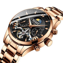 Load image into Gallery viewer, Steel Mechanical Tourbillon Skeleton For Men Gold Black