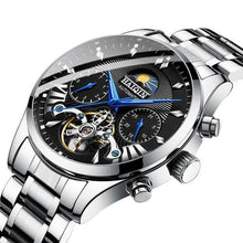 Load image into Gallery viewer, Steel Mechanical Tourbillon Skeleton For Men Silver Black