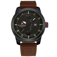 Load image into Gallery viewer, Vintage Casual Leather Mens Watch Black Yellow