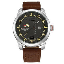 Load image into Gallery viewer, Vintage Casual Leather Mens Watch Silver Black Yellow