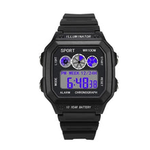 Load image into Gallery viewer, Vintage Led Sports Waterproof Chronograph Black