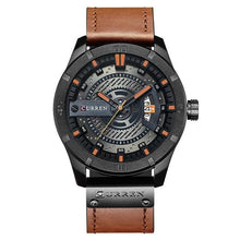 Load image into Gallery viewer, Washed-Out Casual Leather Watch For Men Black Orange